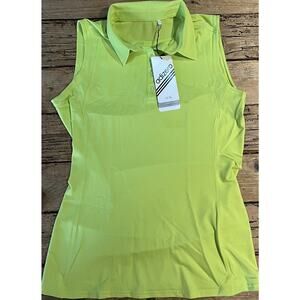 Adidas Adizero Womens Size S Neon Green Collared Sleeveless Lightweight Polo